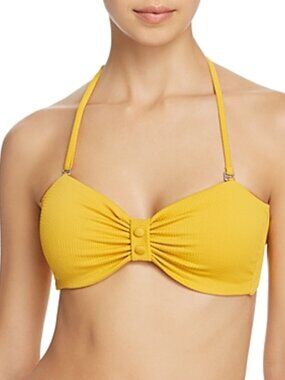 Red Carter Womens Yellow Texture Bandeau Top Swim Beach Summer Size S NWT